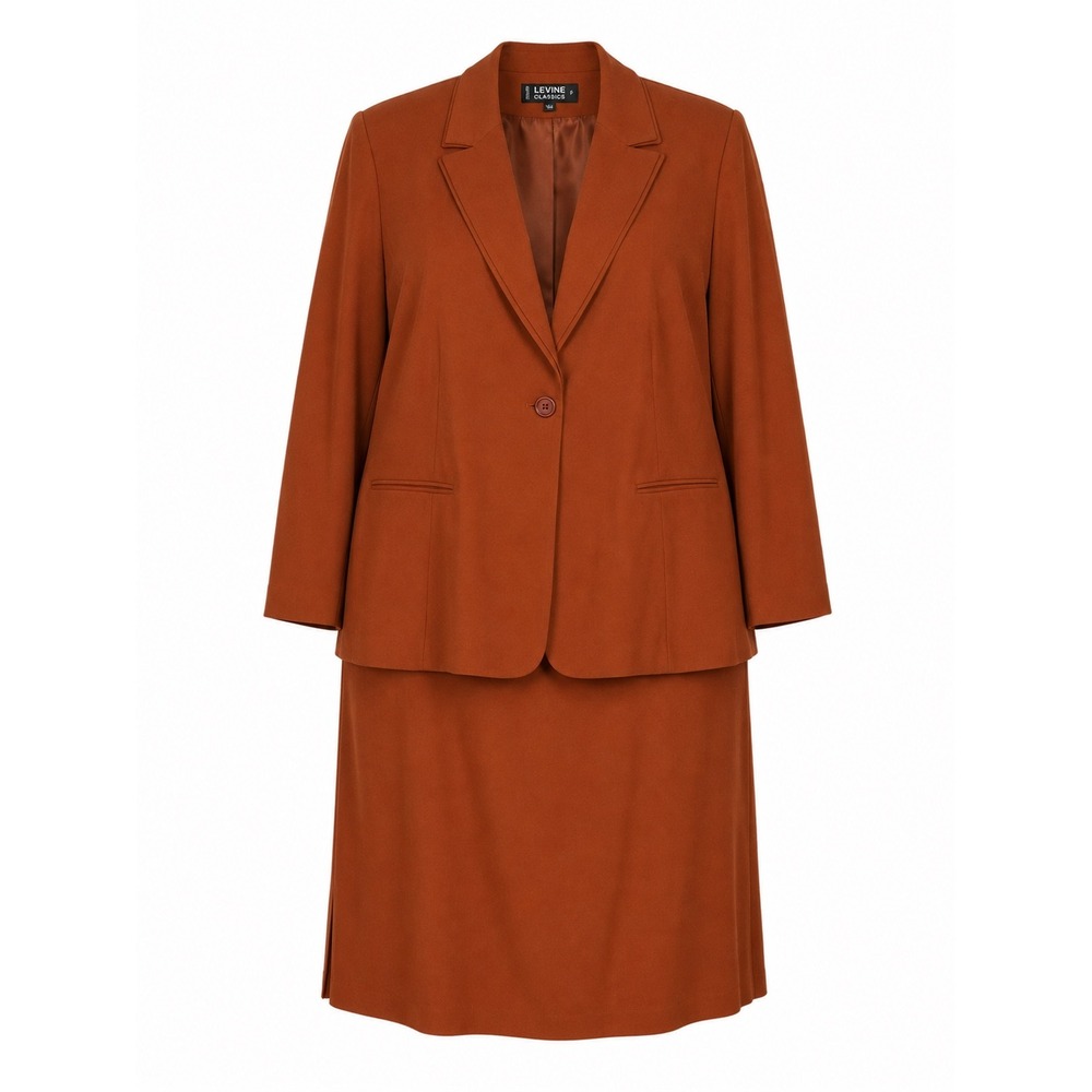 Levine Classics Skirt Suit 22W Bronze Blazer Pencil Skirt Vintage Professional